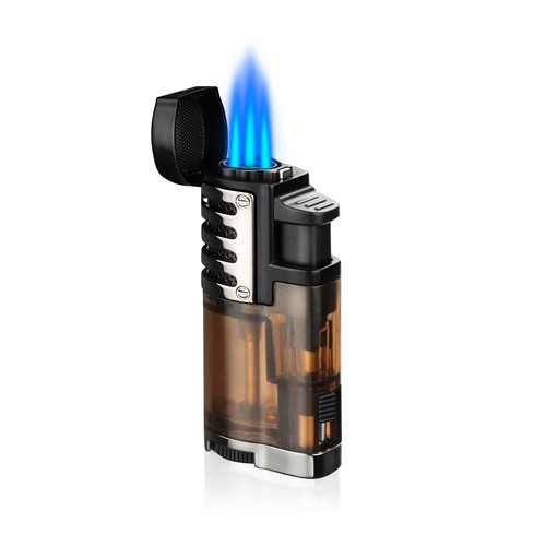 Triple jet flame lighter with - lighter,